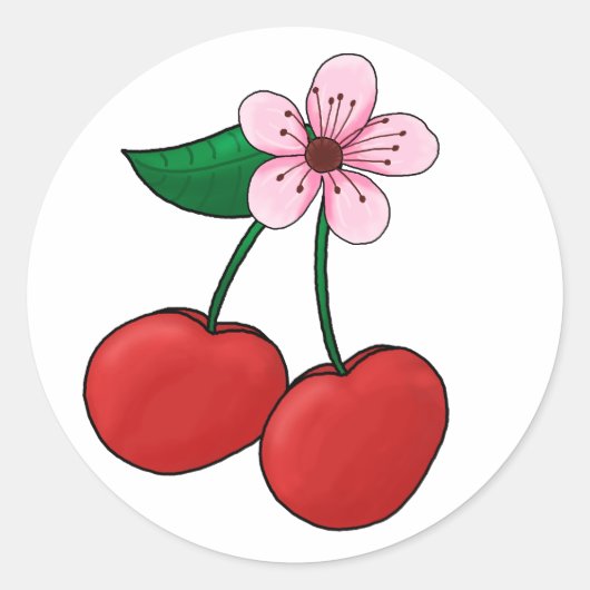 Sticker-Cherry Blossom Ronde Sticker (Voorkant)