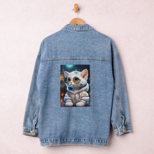 "Sticker Chic: Geïllustreerde denim jas voor Fashi Denim Jacket (Hangar)