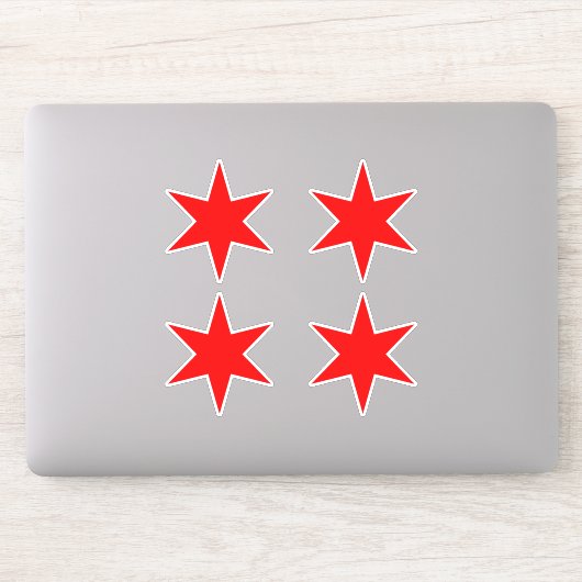 Sticker | Chicago Vlag Rode 6-puntige ster (Computer)