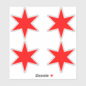 Sticker | Chicago Vlag Rode 6-puntige ster (Vel)