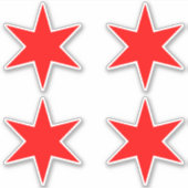 Sticker | Chicago Vlag Rode 6-puntige ster (Voorkant)