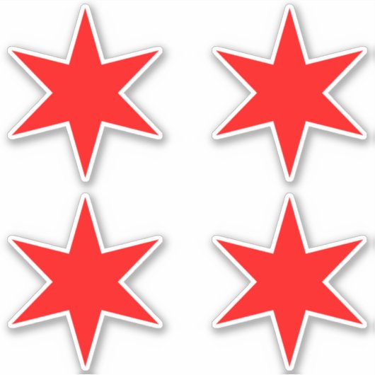 Sticker | Chicago Vlag Rode 6-puntige ster (Voorkant)