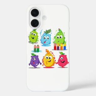 sticker clipart set van vijf kleurrijke vruchten iPhone 16 hoesje