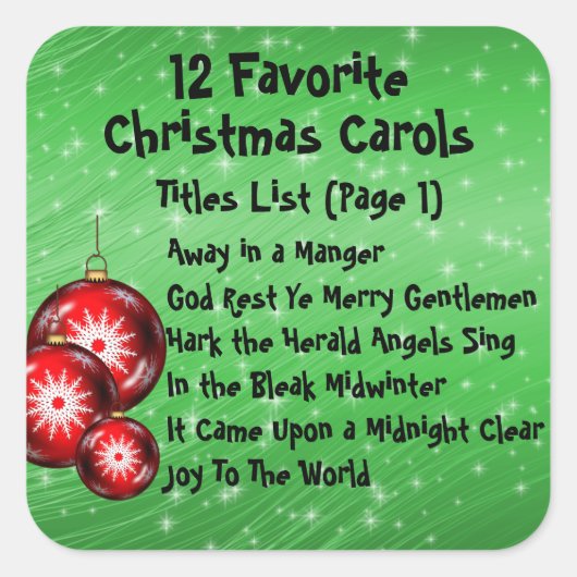 Sticker collectie 12 Favoriete karolen - 3 (Voorkant)