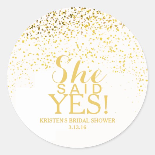 Sticker - Confetti Vrijgezellenfeest - ze zei ja! (Voorkant)