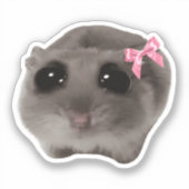 Sticker Coquette Sad Hamster Meme (Voorkant)
