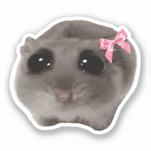 Sticker Coquette Sad Hamster Meme (Voorkant)