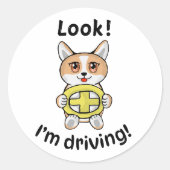 Sticker Corgi Anime Rijden (Voorkant)