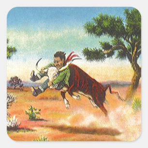 Sticker Cowboy Steer Wrangler Rodeo Sport