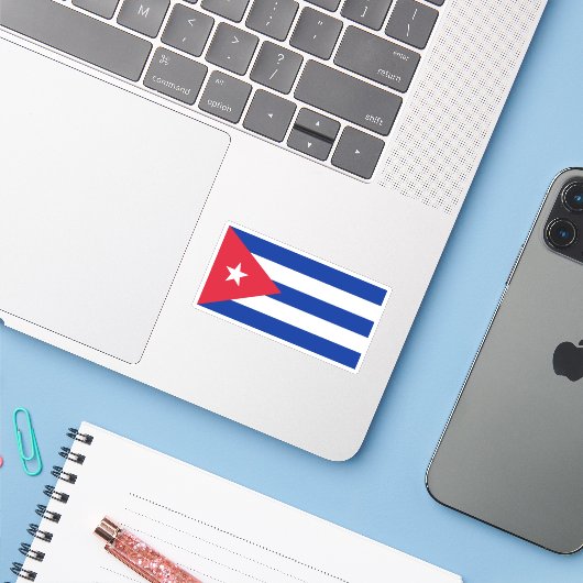 Sticker Cubaanse vlag (Laptop met iPhone)