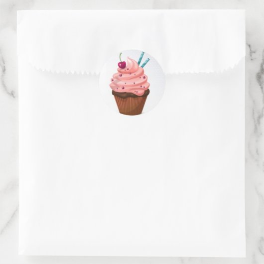 Sticker/Cupcake Ronde Sticker (Tas)