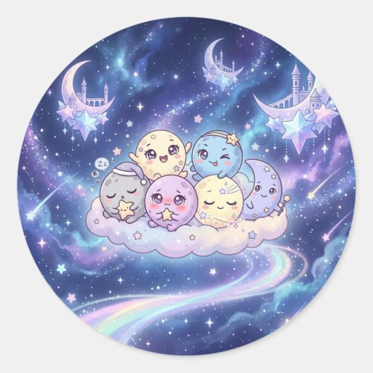 Sticker Cute Planeet Vrienden (Voorkant)
