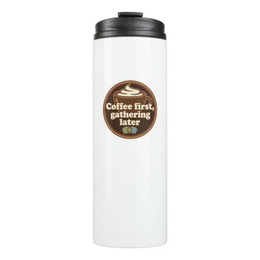 Sticker Dagelijkse Ritual van een Koffieliefhebber Thermosbeker (Voorkant)
