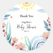 Sticker Dank u voor baby shower met ontwerp. (Voorkant)