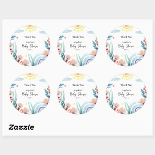 Sticker Dank u voor baby shower met ontwerp.