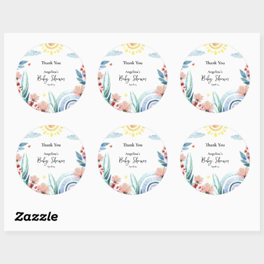 Sticker Dank u voor baby shower met ontwerp. (Vel)