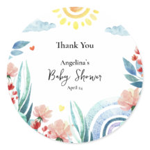 Sticker Dank u voor baby shower met ontwerp.