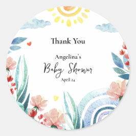 Sticker Dank u voor baby shower met ontwerp.