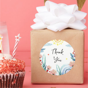 Sticker Dank u voor baby shower met ontwerp.