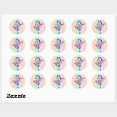 Sticker/dansende Zebra en pooldots Ronde Sticker (Vel)
