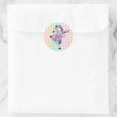 Sticker/dansende Zebra en pooldots Ronde Sticker (Tas)