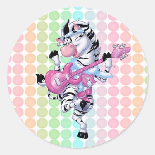 Sticker/dansende Zebra en pooldots Ronde Sticker (Voorkant)