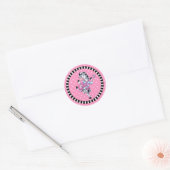 Sticker/dansende Zebra en pooldots Ronde Sticker (Envelop)