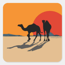 Sticker: Design "Kamele & Sonnenuntergang"