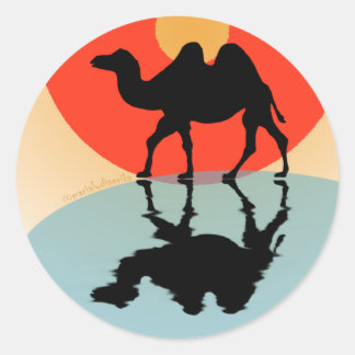Sticker: Design "Kamele & Wasser" Ronde Sticker