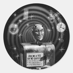 Sticker 'Devil Question Box Vintage Sci-Fi Horror'