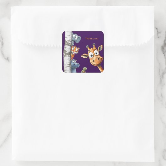 Sticker Dierentuin Dieren Verjaardag Bedankt Peek- (Tas)