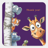 Sticker Dierentuin Dieren Verjaardag Bedankt Peek- (Voorkant)