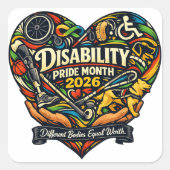 Sticker 'Disability Pride 2026 Hart' (Voorkant)