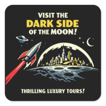 Sticker Donkere Kant van de Maan Vintage Sciencefi