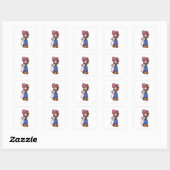 Sticker Donut Meisje Chibi Karakter met Roze Haar  (Vel)
