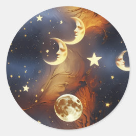Sticker - Dreamy Fiery Orange Celestial Moon