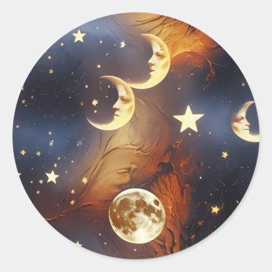 Sticker - Dreamy Fiery Orange Celestial Moon (Voorkant)