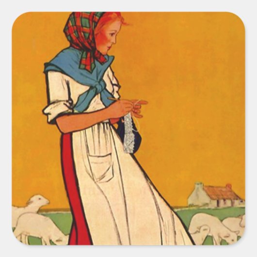 Sticker Drukke Dame Naaldwerk Breien Haken (Voorkant)