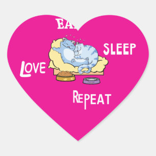Sticker Eat Sleep Love Herhaal Katten