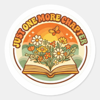Sticker 'Eén hoofdstukje nog' - Retro groovy boek