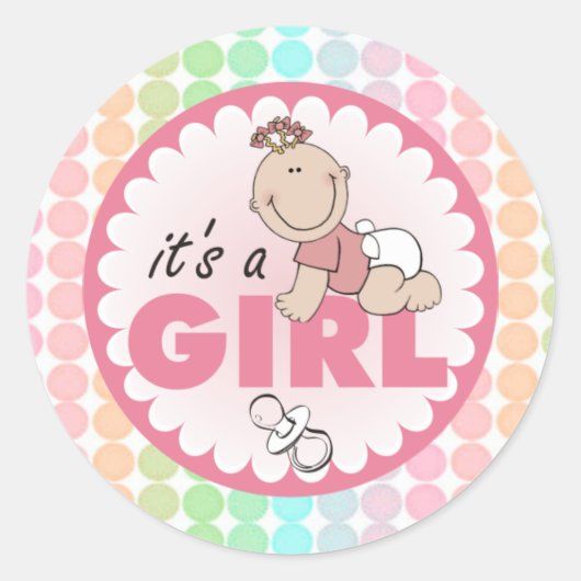 Sticker/Een meisje Ronde Sticker (Voorkant)
