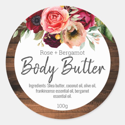 sticker etiket voor Homemade body butter (Voorkant)