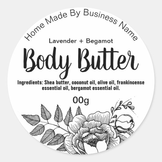 sticker etiket voor Homemade body butter (Voorkant)