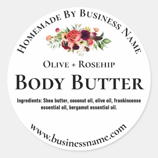 sticker etiket voor Homemade body butter (Voorkant)