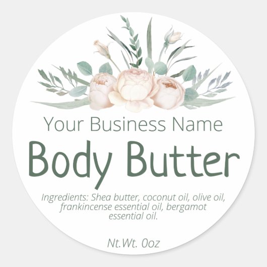 sticker etiket voor Homemade body butter (Voorkant)