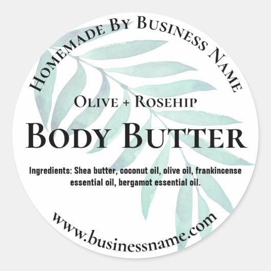 sticker etiket voor Homemade body butter (Voorkant)