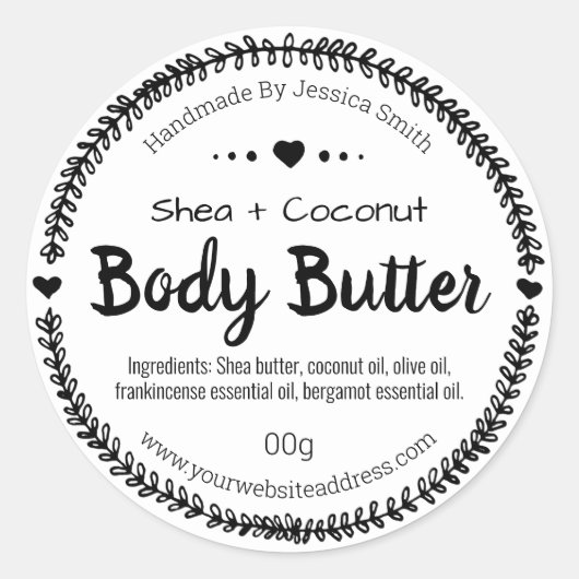 sticker etiket voor Homemade body butter (Voorkant)