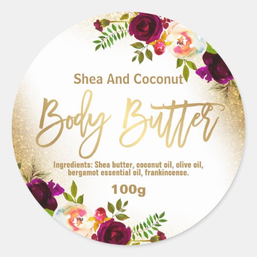 sticker etiket voor Homemade body butter (Voorkant)