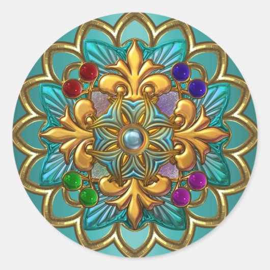Sticker Fel Groen Roze Goud Jewel 2 (Voorkant)