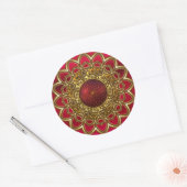 Sticker Fel Rode Gouden Bloem Sieraad (Envelop)